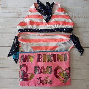 Justice 3 Piece Bikini and Bag - Size 16